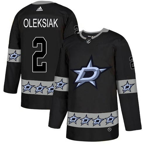 Adidas Men Dallas Stars #2 Jamie Oleksiak Black Authentic Team Logo Fashion Stitched NHL Jersey